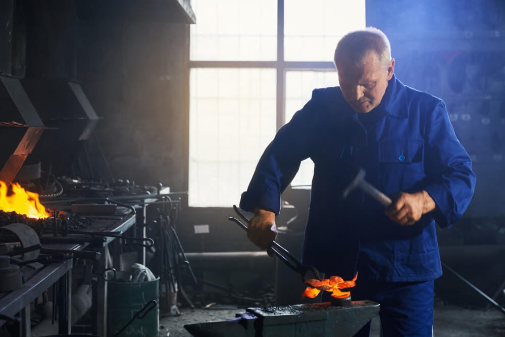 Structural steel connection being fabricated